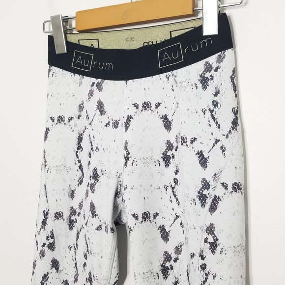 Aurum Snakeskin Printed Workout Leggings White Black Exercise Pants Size XXS - Picture 4 of 14